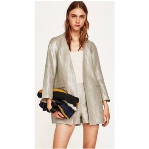 Zara Basic Collection Metallic Linen Blazer